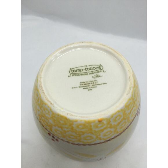 Temp-tations by Tara Yellow Old World Canister Cookie Jar with Lid 2 Quart - Picture 5 of 6